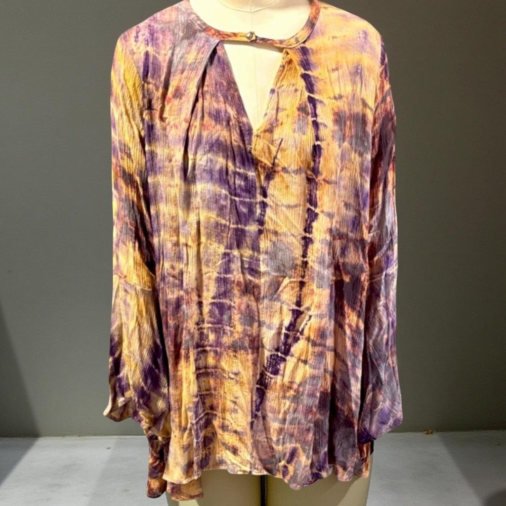 Umgee Purple and Golden Yellow Witchy Tie-Dye Tunic
